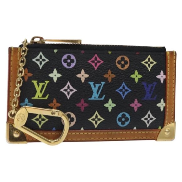 LOUIS VUITTON Multicolor Pochette Cles Coin Purse Black - Picture 1 of 15
